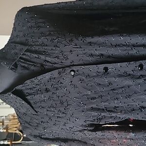 Vintage Dana Buchman Black Beaded Rare Button Down Shirt